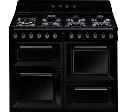 SMEG  Victoria TR4110BL1 110 cm Dual Fuel Range Cooker - Black & Stainless Steel